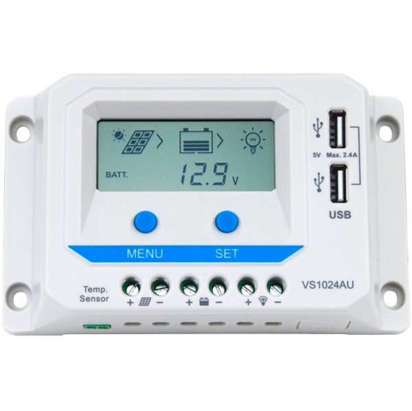 10A 12/24V PWM EPSOLAR REGULADOR DE CARGA SOLAR PANTALLA USB LUZ NOCHE VS1024AU